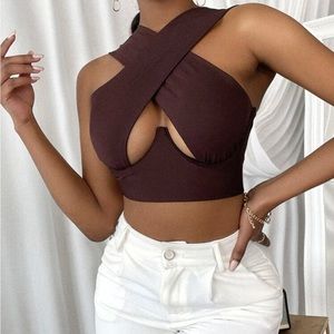 Slayr Cross Wrap Crop Tank Top
